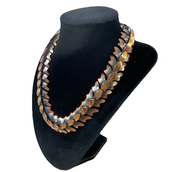 Vintage Rebajes MCM Articulated Copper Necklace Choker 3D 18" - Picture 3 of 11